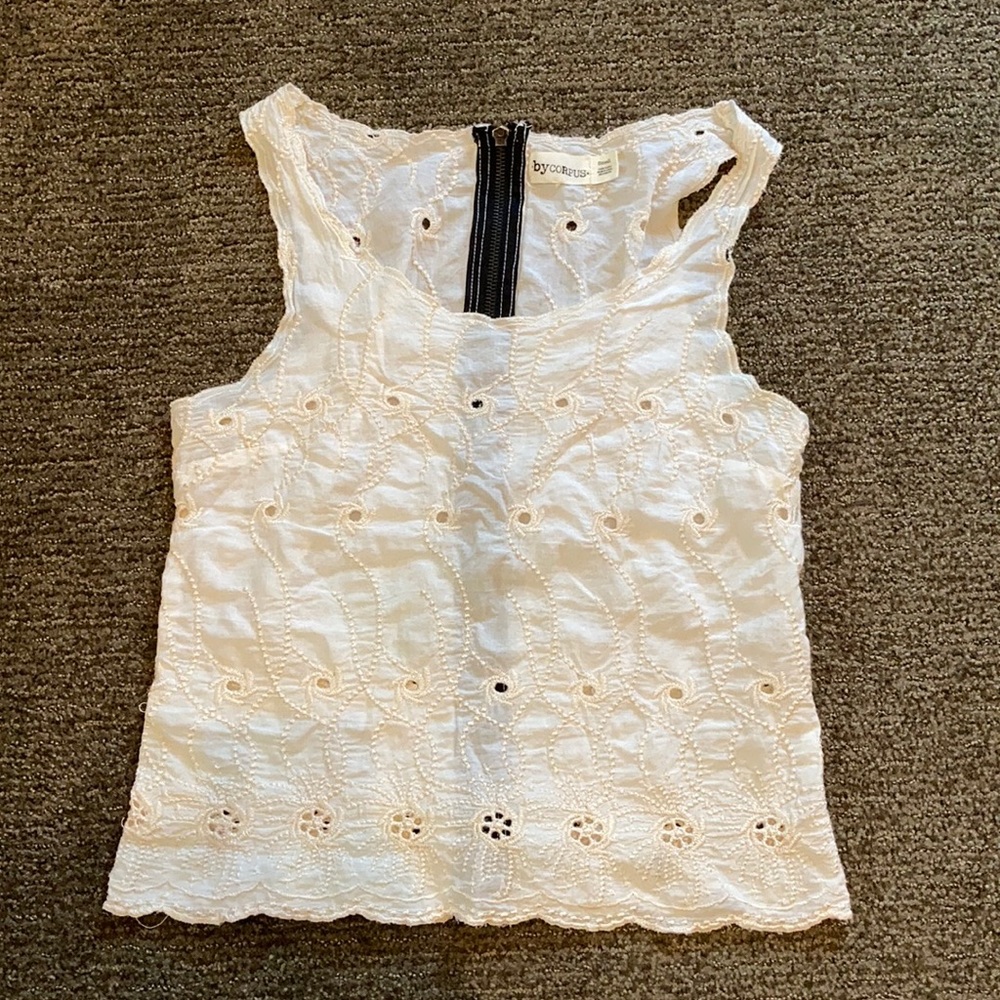 By Corpus cream tank with exposed back zip